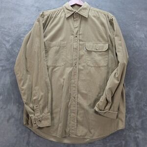 Beretta Tight Corduroy Button Up Long Sleeve Shirt Size L Beige Double Breast...
